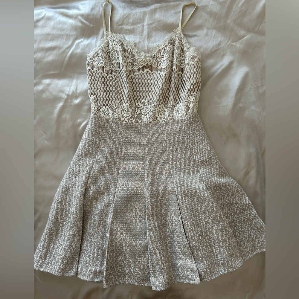 Romantic Lace and Tweed Dress